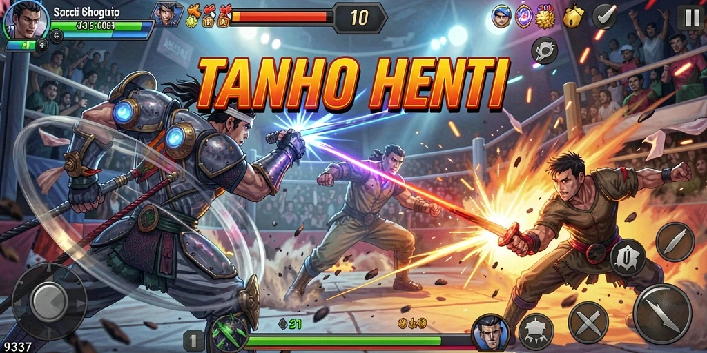 Screenshot menampilkan aksi pertarungan yang intens dalam game Fighting.
