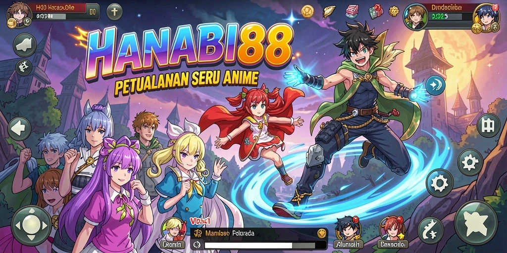 Screenshot gameplay HANABI88 yang menampilkan karakter anime yang dinamis.
