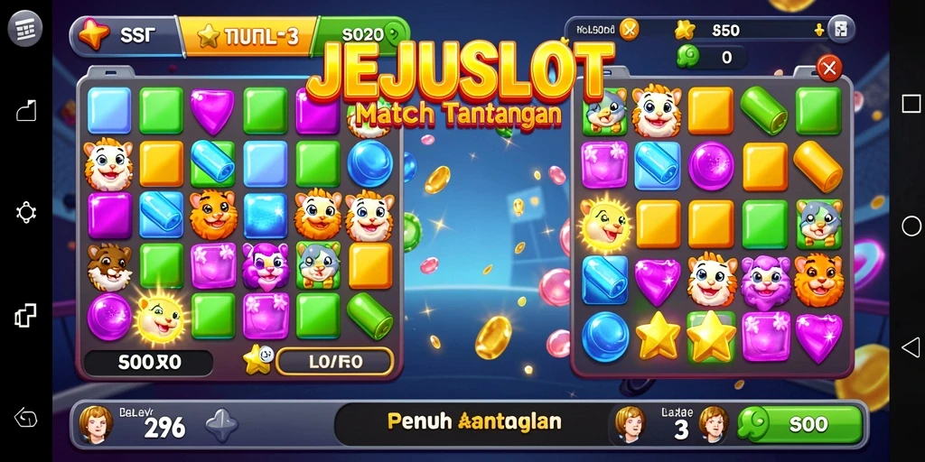 Gameplay seru dan penuh warna dari JEJUSLOT Match-3.