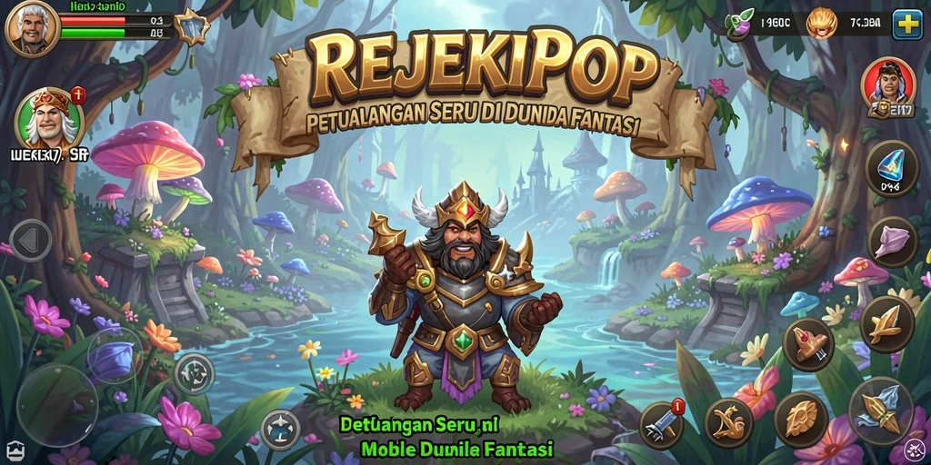 Tampilan gameplay <strong>REJEKIPOP</strong> menampilkan karakter yang menjelajahi dunia magis.