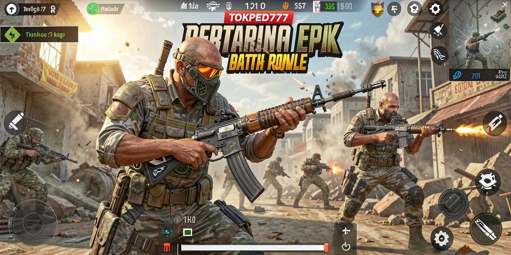 Gameplay mendebarkan dalam pertempuran Battle Royale.